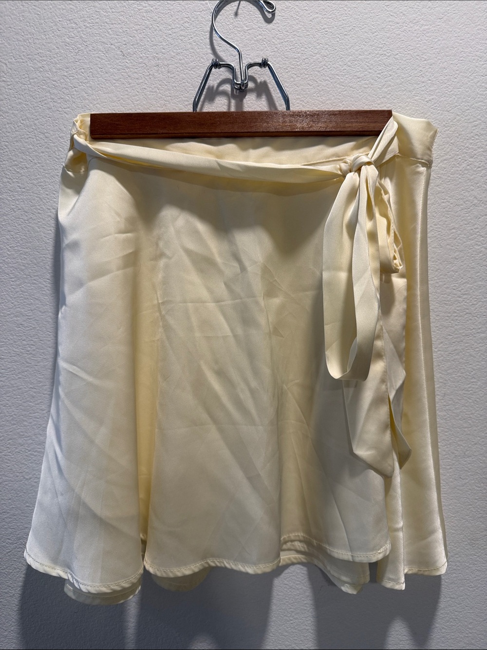 Cream Wrap Skirt with Side Tie